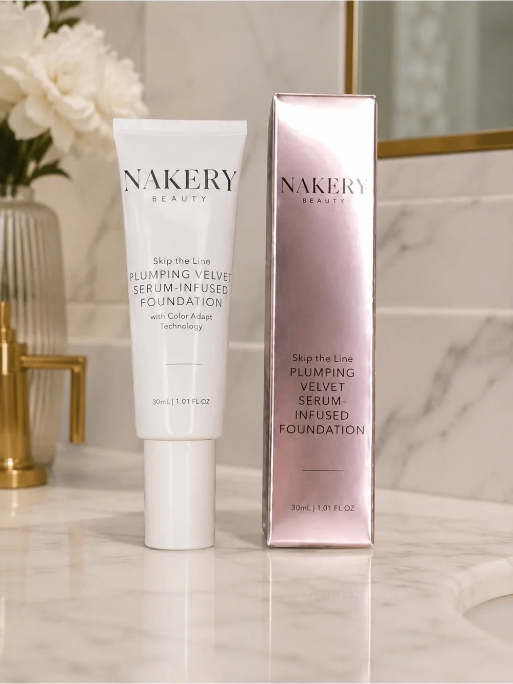NAKERY Beauty Skip the Line Plumping Velvet Serum-Infused Foundation 1.01 oz NIB